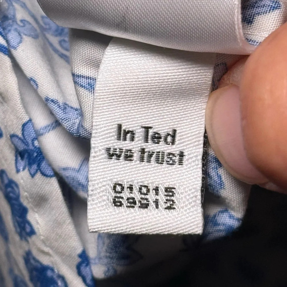 TED BAKER Endurance Button Down Men’s size 16 34/35 Blue Floral Dress Shirt - Picture 5 of 8